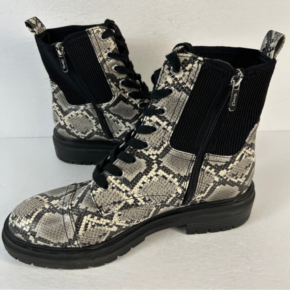 Circus by Sam Edelman Giovanny Snake Print Combat Boots 10 - Picture 4 of 10